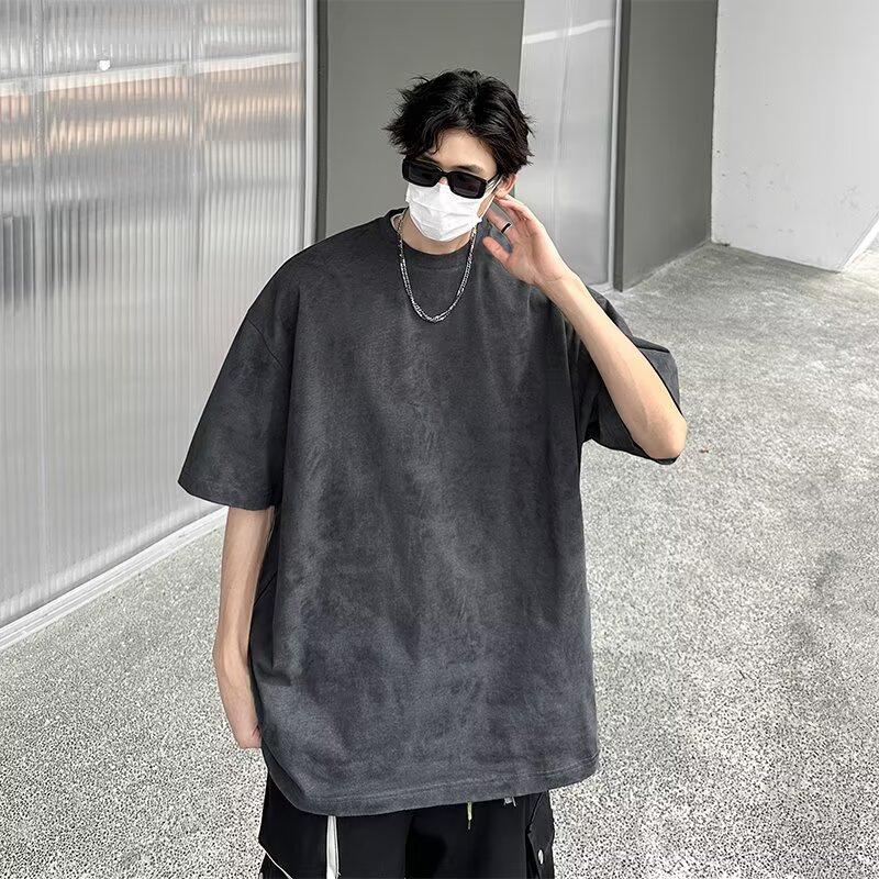 

Футболка с коротким рукавом, мужская модная брендовая летняя свободная футболка с коротким рукавом 2025 года, новинка в Интернете, модная простая принтованная футболка 3XL темно-серого