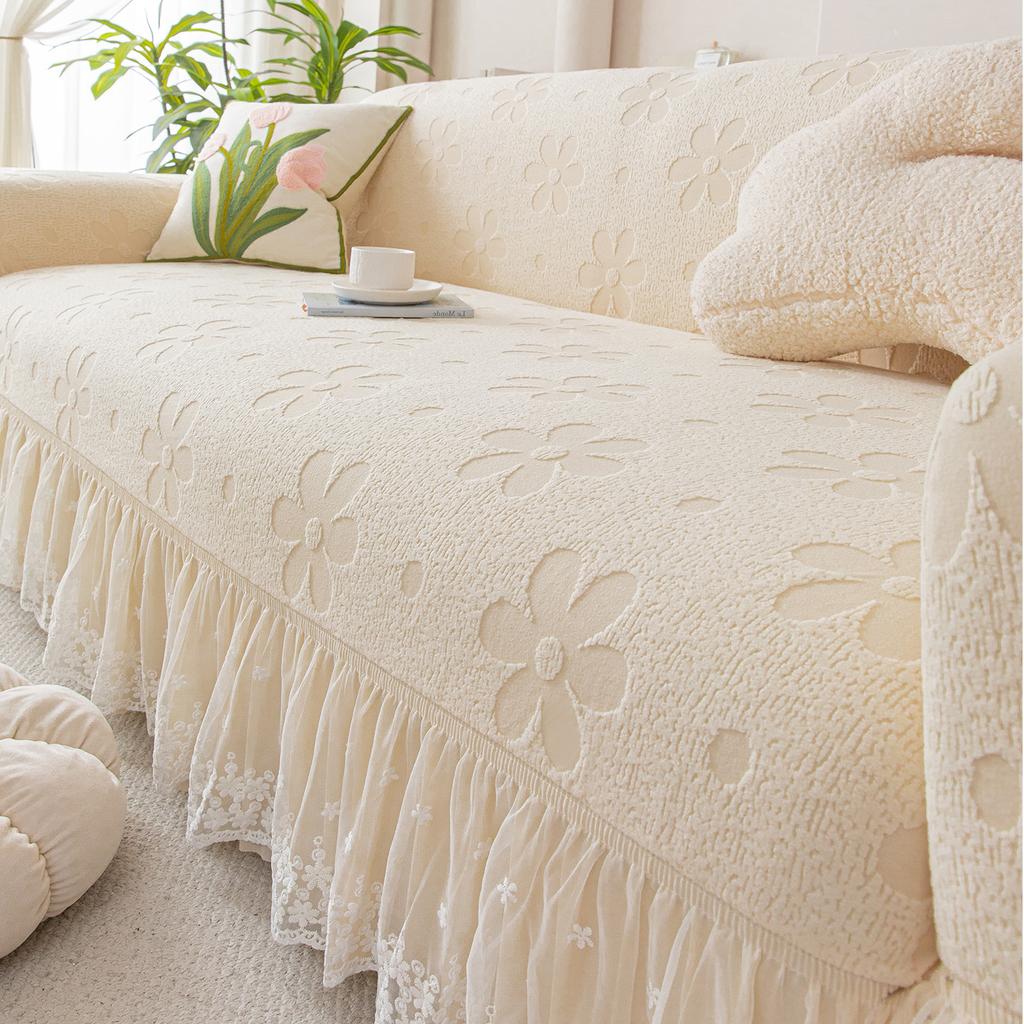 All Inclusive Anti Cat Scratching Polar Fleece Skirt Sofa Cover for All Seasons New High End Universal Protection Sofa Cover