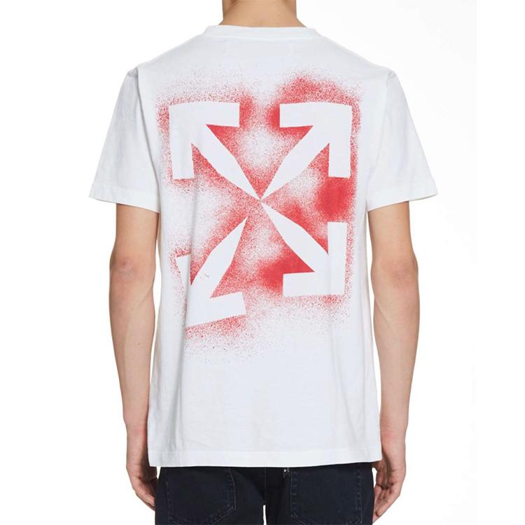 Off-White Stencil Logo T-Shirt White/Red Men Tops OMAA038E20JER0030125