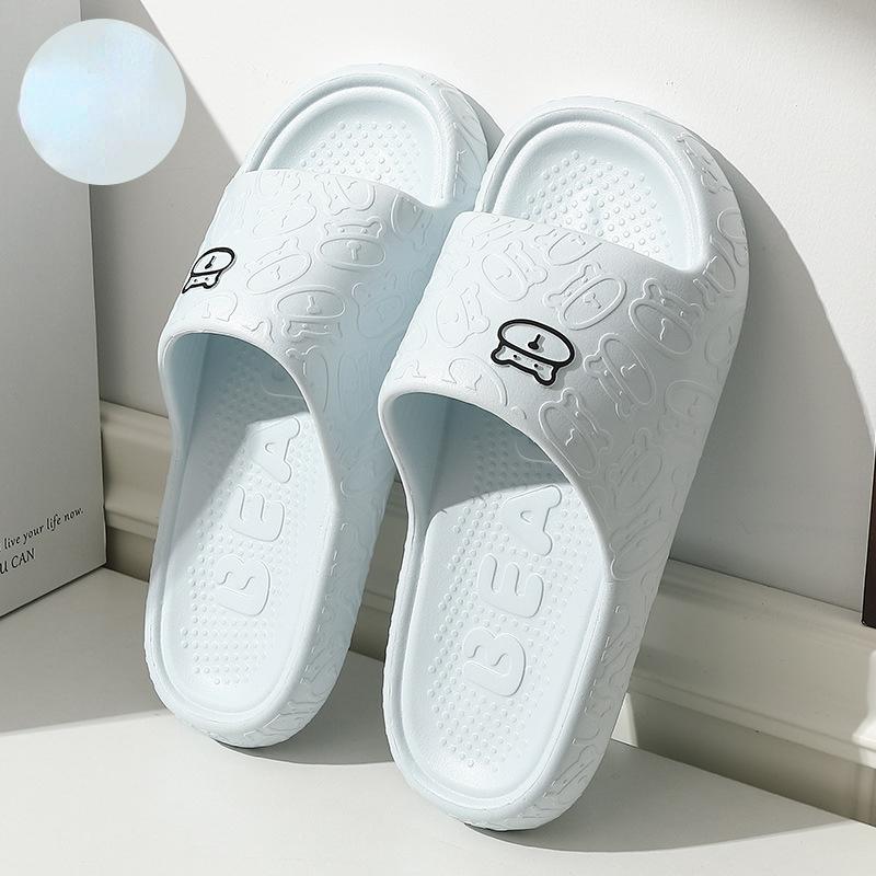 Cute Slippers Women's 2024 Summer New Soft Bottom Anti-Slip Shoes Home Bathroom Bathing Couple Little Bear Comfortable Sandals