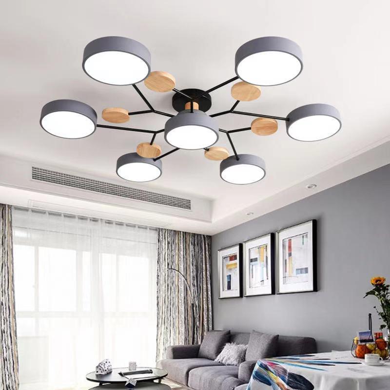 Nordic Macaron Ceiling Light - Modern Minimalist, Solid Wood Fixture for Living Room, Hall, Bedroom, or Restaurant.