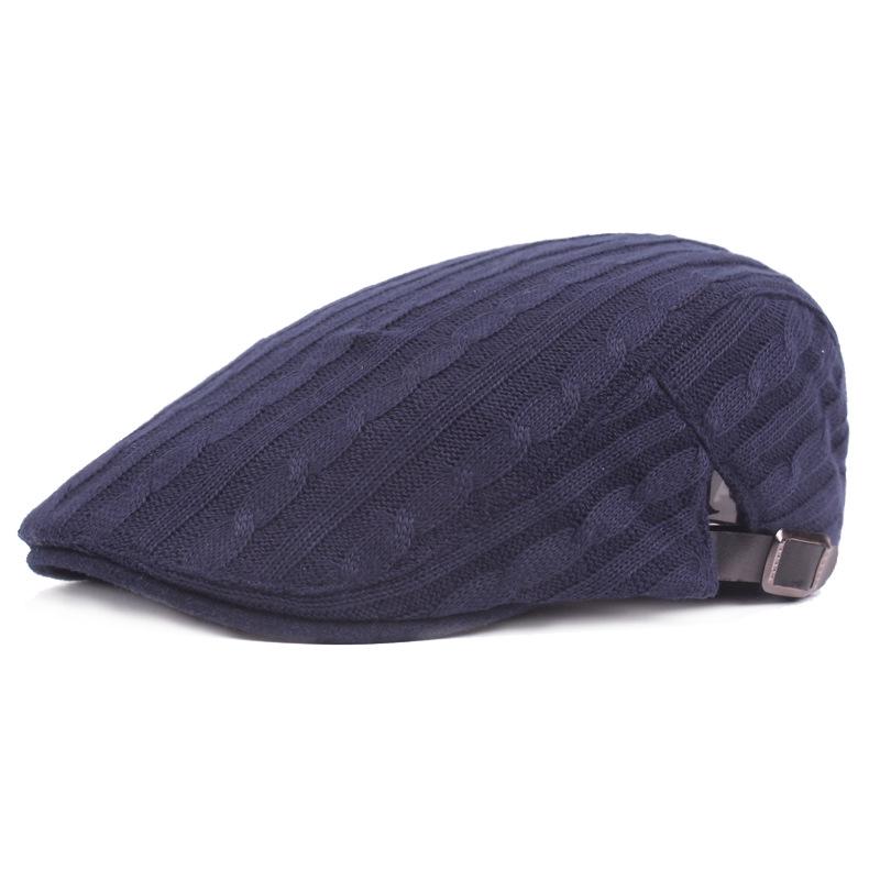 Knitted Beret Men and Women Winter Forward Cap Simple Duck Tongue Cap Middle-aged Duck Tongue Hat Hat