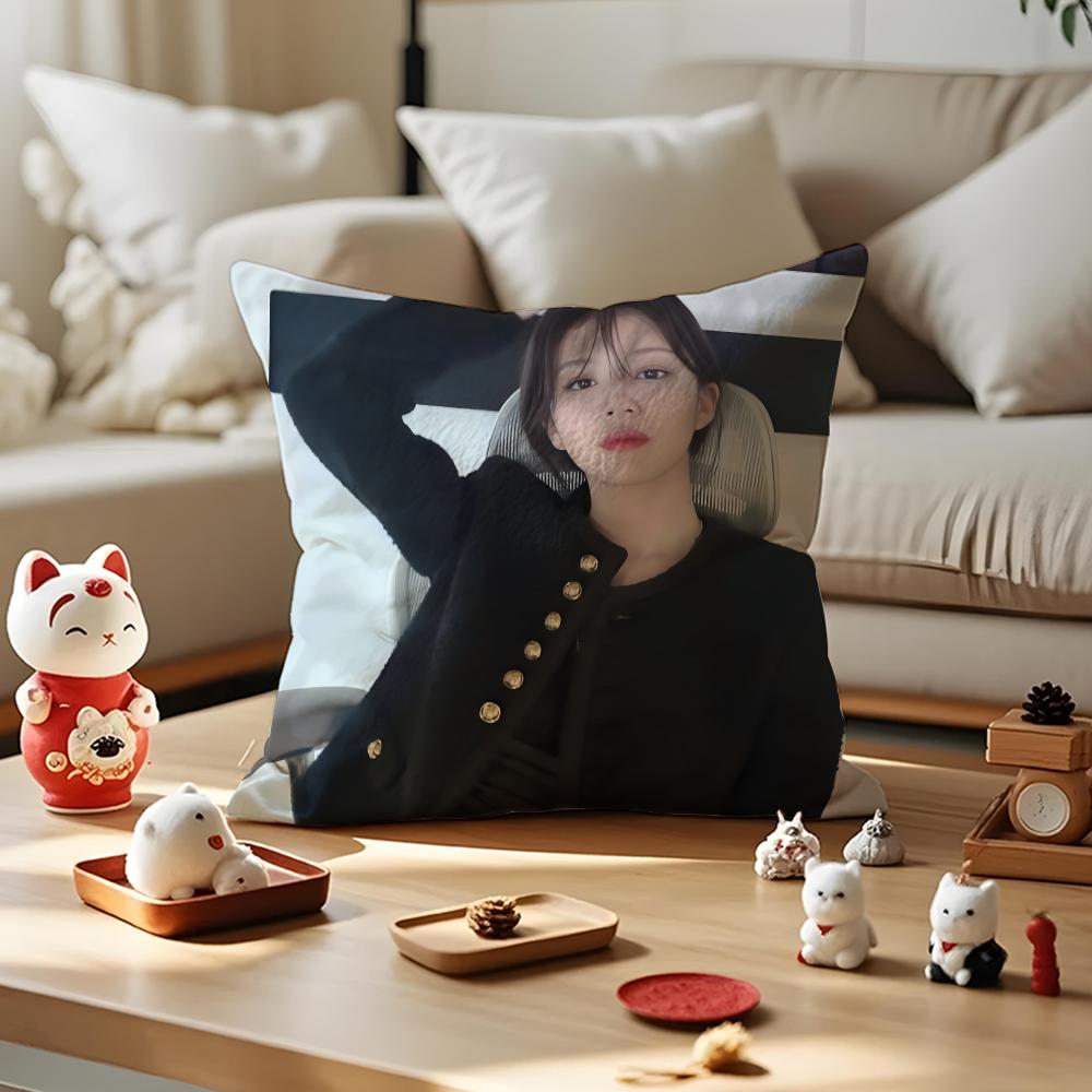 Go Younjung Cushion Cover Anti-Dustmite Pillowcase Invisible Zipper Silky Short Plush Sofa Cushion Cover Peach skin 18*18(CM)-1Pcs