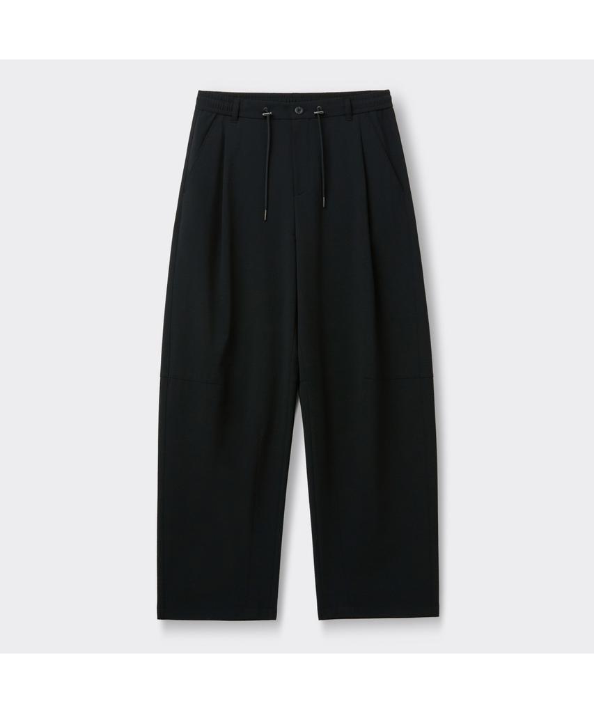 Keoseuuteommellou Black Curved Drawstring Seersucker Pants Cwpam26342Bkx