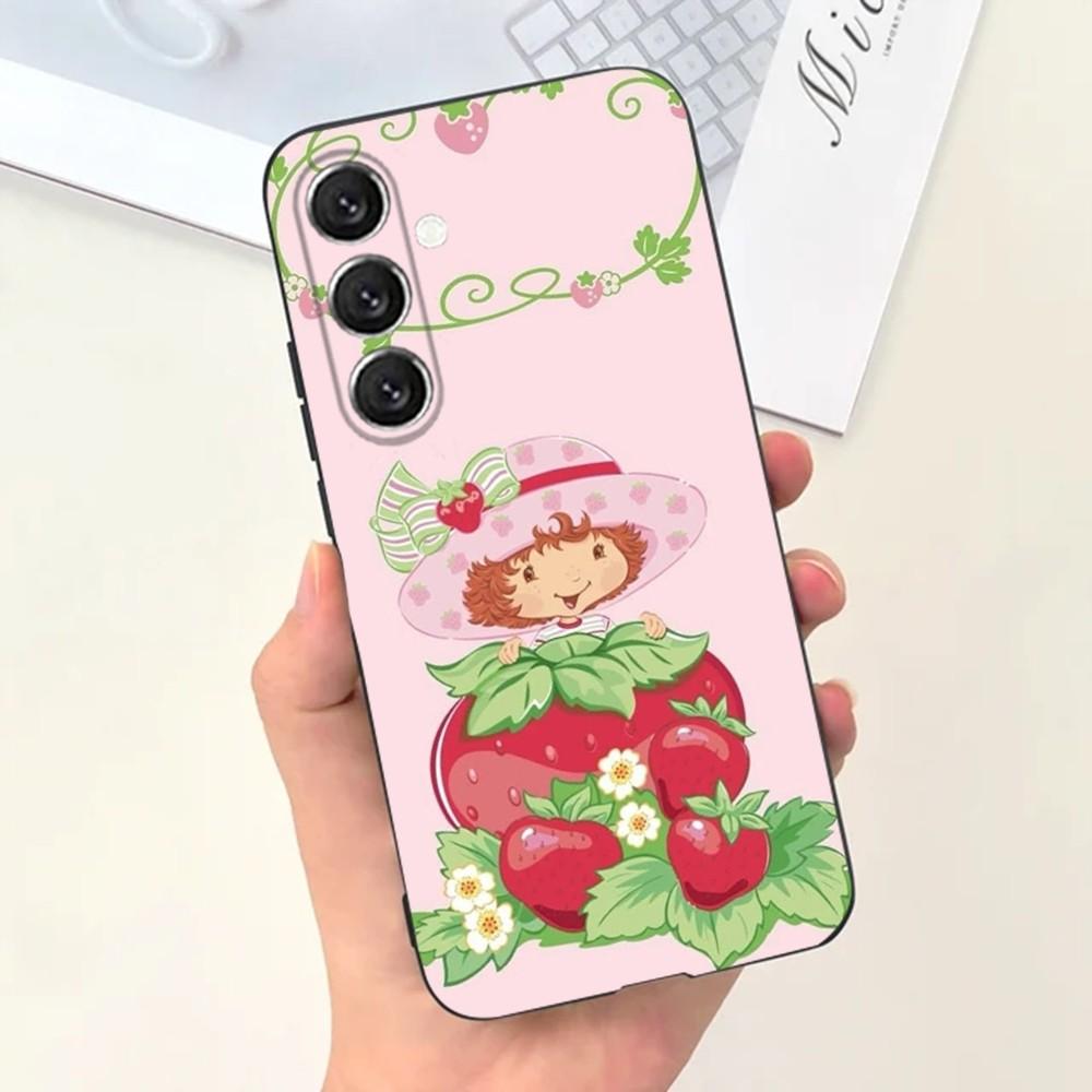 Girl Pink Strawberry S-Shortcake Phone Case For Samsung S25,S24,S21,S22,S23,S30,Ultra,S20,Plus,Fe,Lite,Note,10,9,5G Black Cover