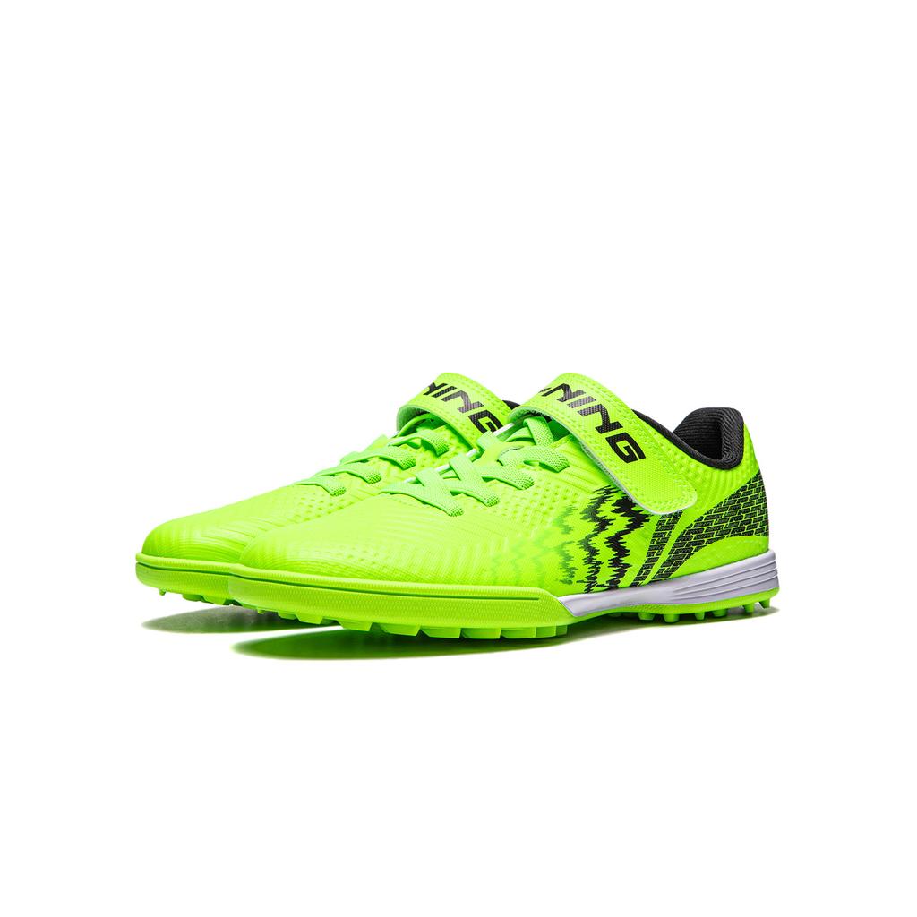 Li Ning Kids Logo Letter Low Top Football Shoes Fluorescent Vanilla Green Kids Football Shoes YKGU008-9