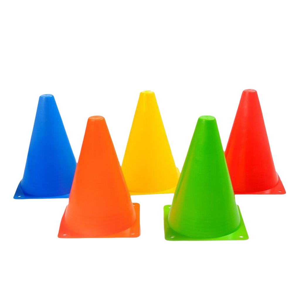 12 Pieces PE Cone Portable Replacing Solid Color 23cm Basketball Football Sport Training Cones Aid Accessories