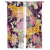 Leopard On Colored Flowers Tulle Sheer Window Curtains for Living Room Kitchen Children Bedroom Voile Hanging Curtain