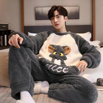Miling Men's Autumn/Winter Thickened Flannel Pajamas