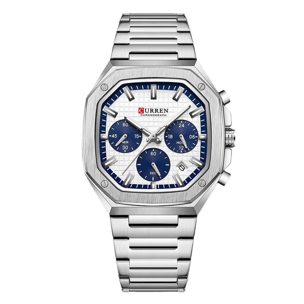 CURREN Men's Six-Hand Steel Band Business Watch with Calendar - Model 8459