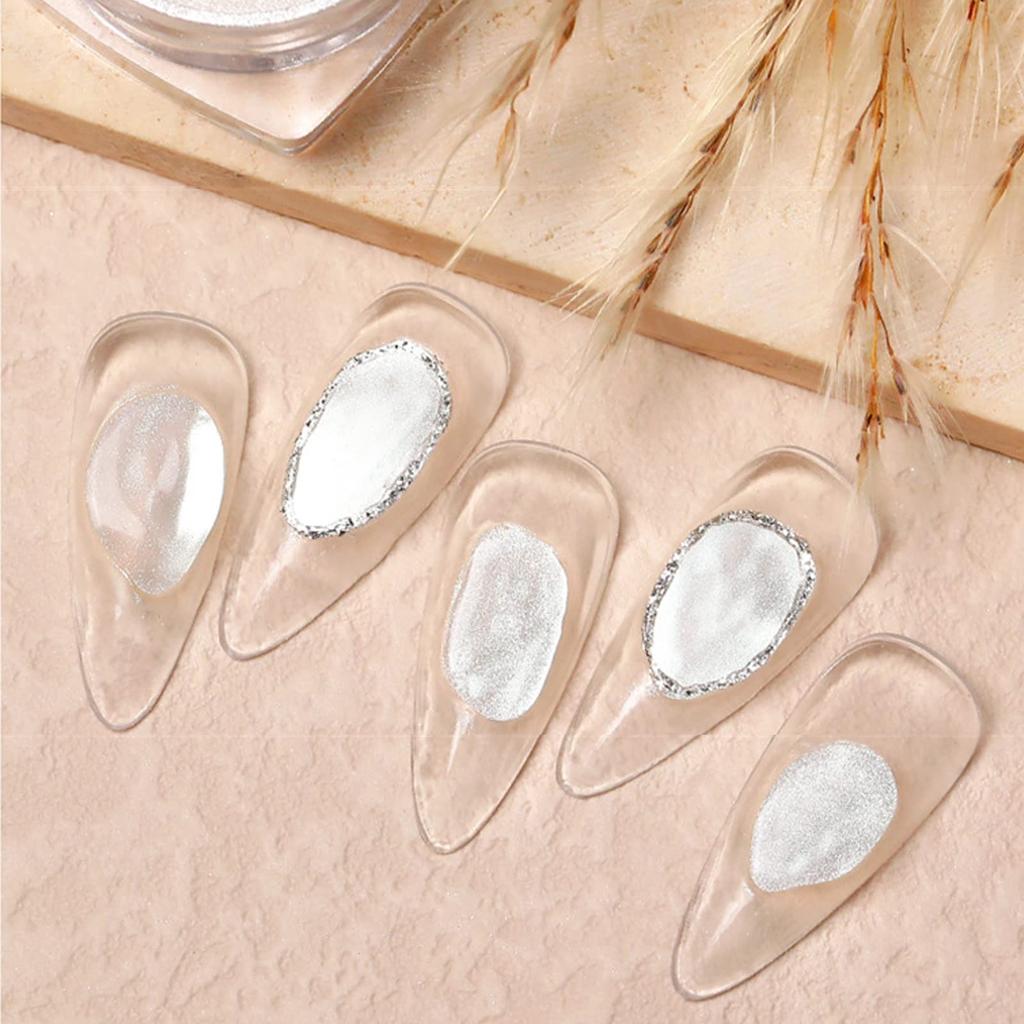 Aurora-Puder, Set mit 4, Perlen-Nagelpuder, Spiegel-Nagelpuder, Metallischer Gel-Nagelpuder, Feine Partikel, Magischer Spiegel, Nagelkunst, Hologramm-Design,