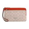 Double Zip Wallet 20 Brand Logo Embossed Coated Canvas Wallet Small Women Wallet Deep-Orange CX161-SVXIK