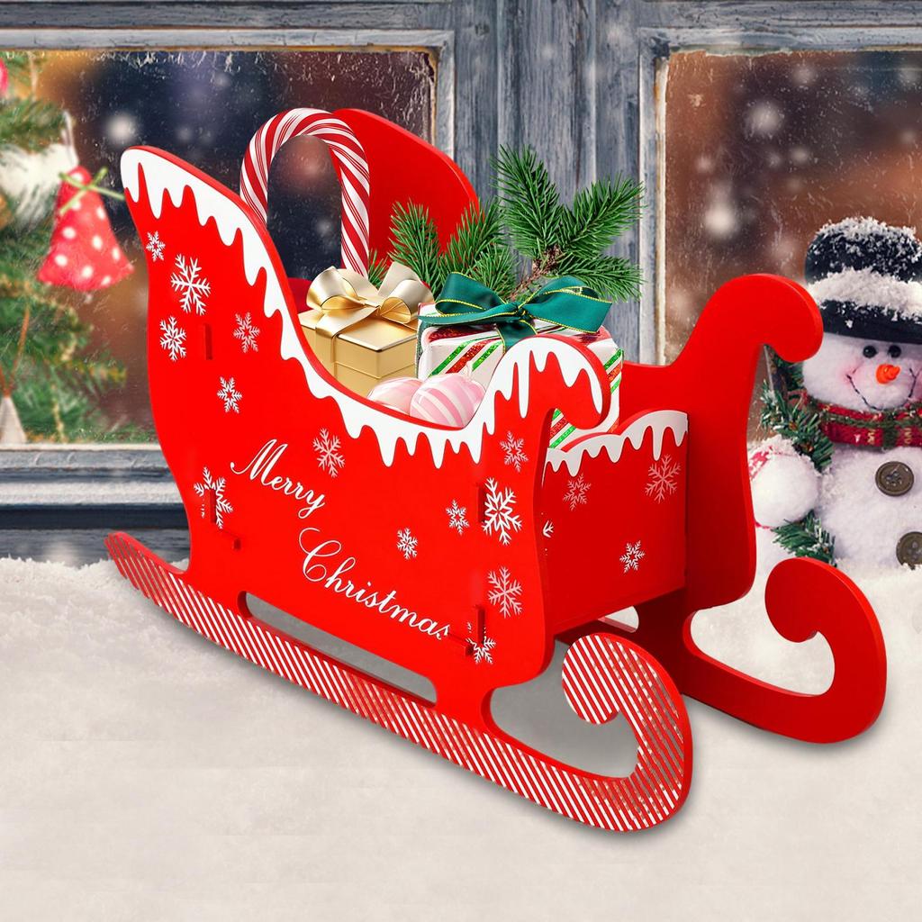 Santa Sleigh Opakovatelné Úložné Prostory Prostorná Dekorace Vánoční Saně Stolní Dekorace pro Venkovní Vnitřní Verandu Venkovní Patio Trávník