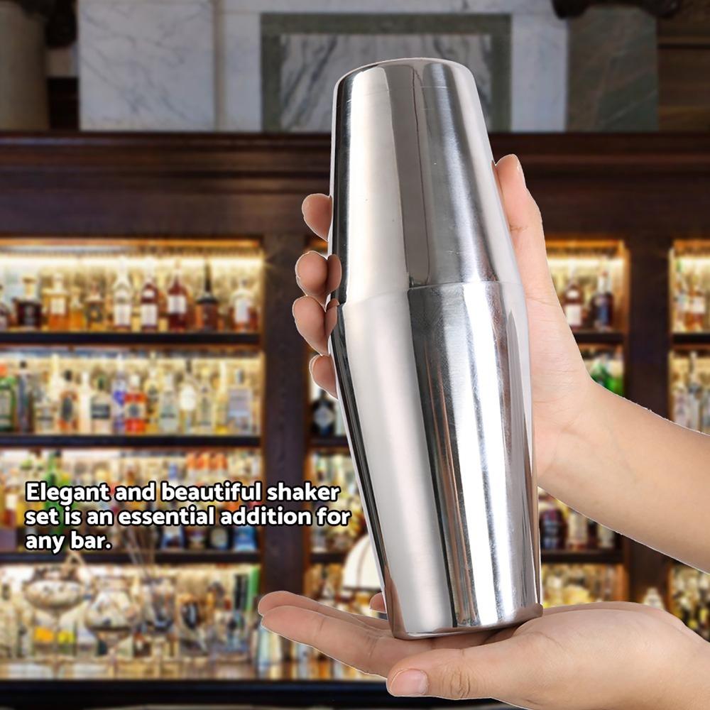 2 Piece Silver Cocktail Shaker Set Stainless Steel Drink Mixer Professional Wine Shaker Home 700/550ml