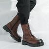 Fashion Thick soled high top men's leather shoes Fashion and minimalist styles Party OUTDOOR  Black brown autumn and winter boots