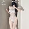 Sex underwear, sexy transparent lace one-piece clothes, free-to-take open crotch uniform temptation suit, hollow