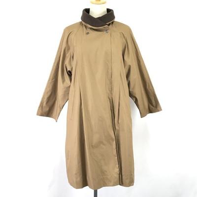 SANYO Spring Coat Hidden Placket Cotton Women’s S Brown Stand Collar(USED)
