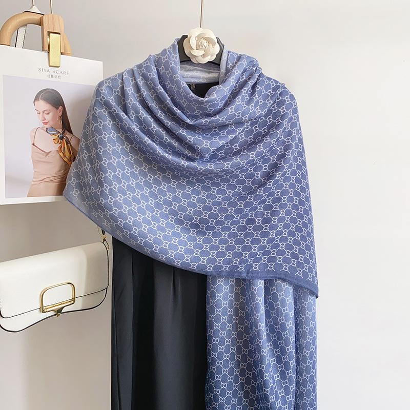 High-end fashion color matching cotton and linen scarf women's elegant temperament thin travel sunscreen shawl beach towel