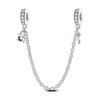 Safety Chain Charms 925 Silver Love Bow Star Moon Snowflake Safety Chain Fit Bracelet DIY Women's Jewelry