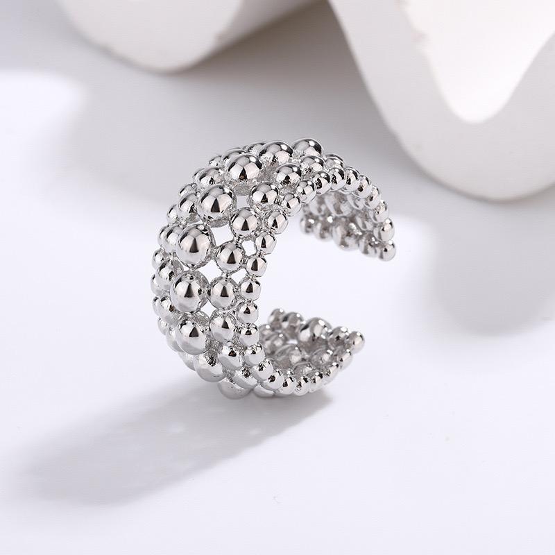 BF CLUB 925 Sterling Rings for Women Fashion Geometric Handmade Irregular Dots Layered Ring Party Christmas Gift