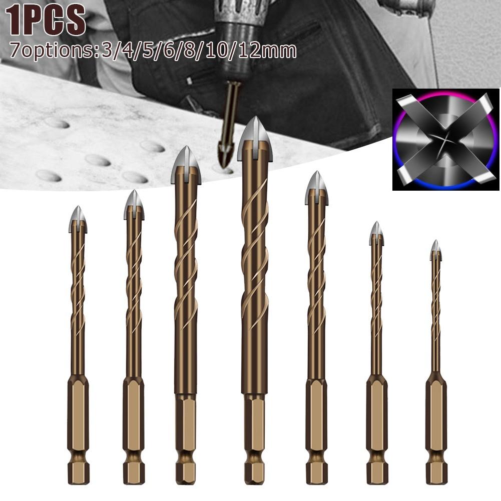 Hexagonal Shank Spiral Groove Cross Alloy Drill Bit Ceramic Four-blade Drill Bit