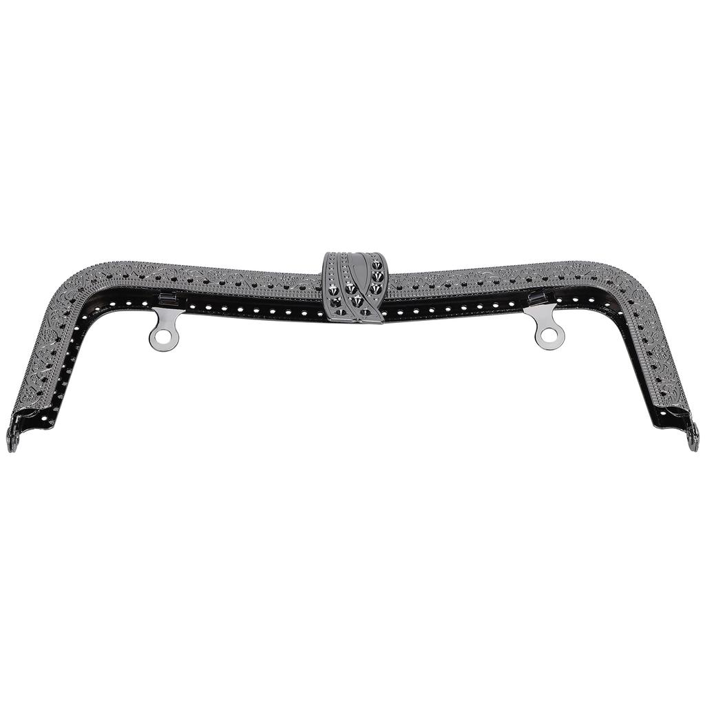 Metal Purse Frame DIY Kiss Clasp Lock Retro Embossed Handle Hardware Accessories 20cmGun Black