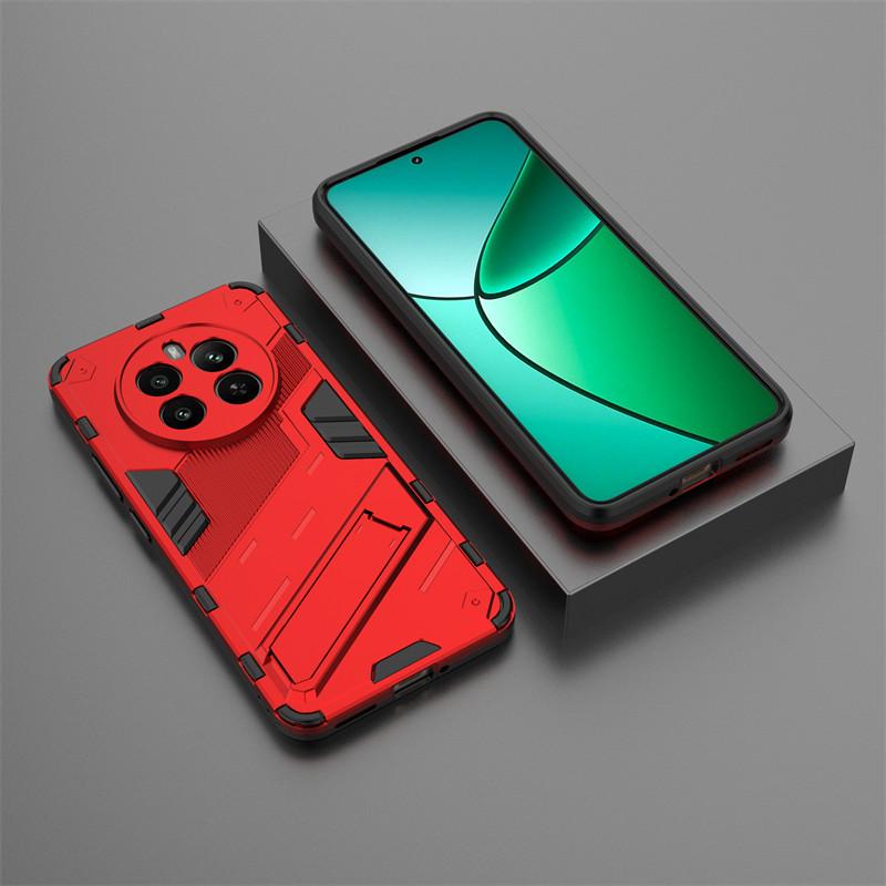 For Realme 12 4G Case Realme 12 4G Cover Shockproof TPU Armor PC Silicone Stand Holder Protective Phone Back Cover Realme 12 4G