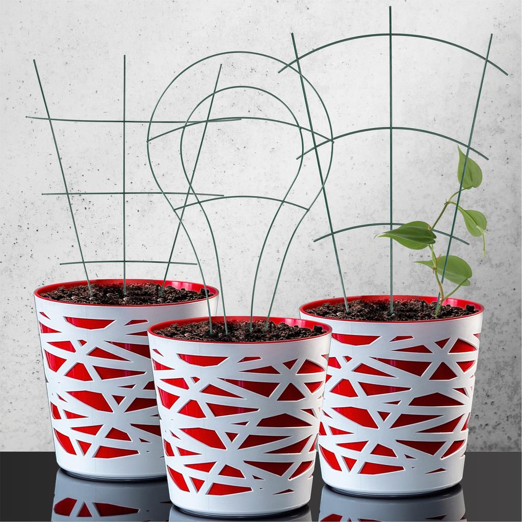 KADAX Potted Ladder Support For Plants Flowers Steel Stake Green 3pcs