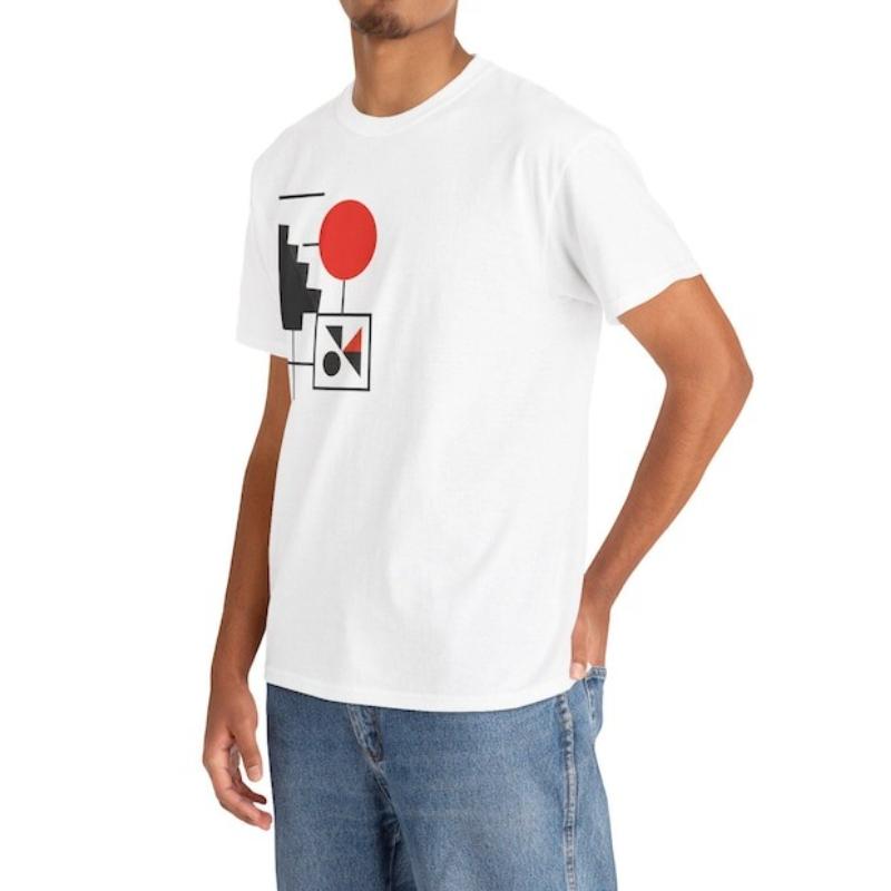 Abstract Geometric Design Print Tops Modern Art Shirts Graphic Tee Casual Modern Abstract Graphic Tee Minimalist T-Shirt Trendy S разноцветный