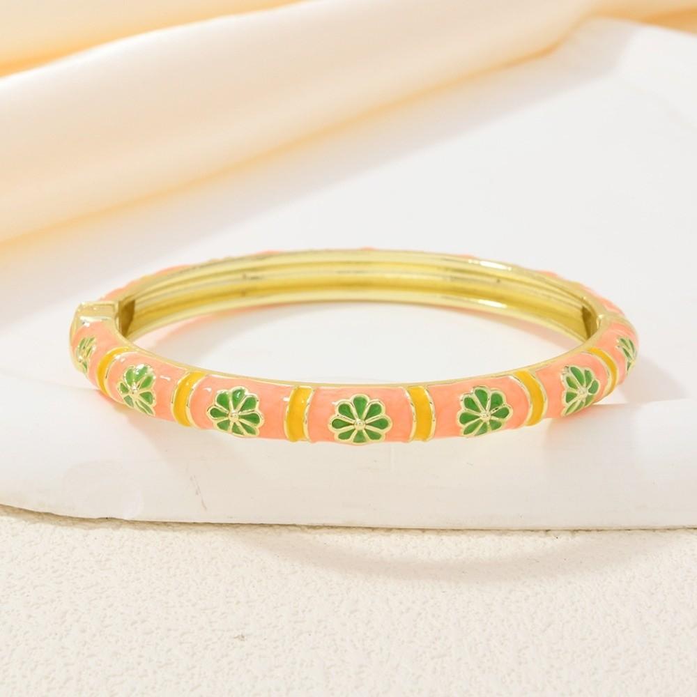 Small Petal Chinese Flower Bangle Enamel Floral Women's Hand Bracelet Jewelry Gifts