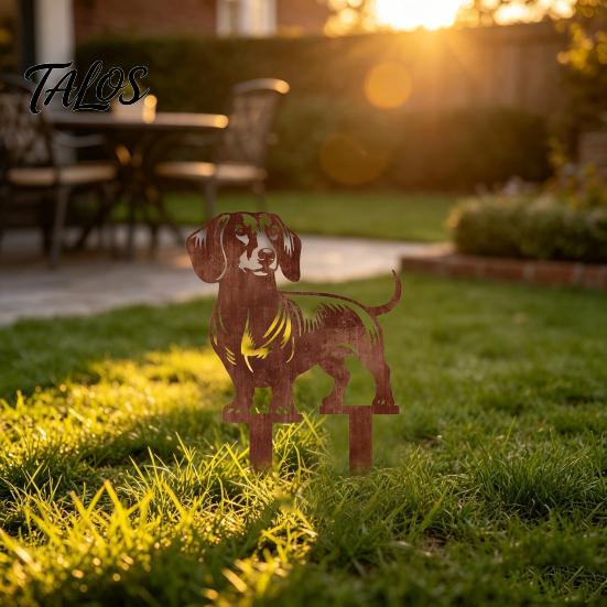 Kreatives Gartengeschenk Metall Dackel Gartenstecker, Rostige Tier Silhouette Dekorative Hof Niedlicher Hund Blumenbeet Dekor Kunst für Draußen Rasen, Weg,