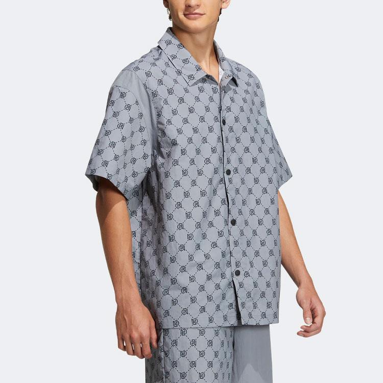 Adidas Neo Pattern Full Print Sport Casual Short Sleeve Shirt Men Tops Grey IB5858