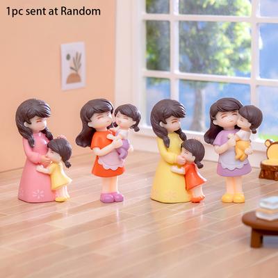 1Pc Miniatures Figurines Mother'S Day Mother And Daughter Figure Doll Micro Landscape Diy Home Desktop Decoration Ornaments