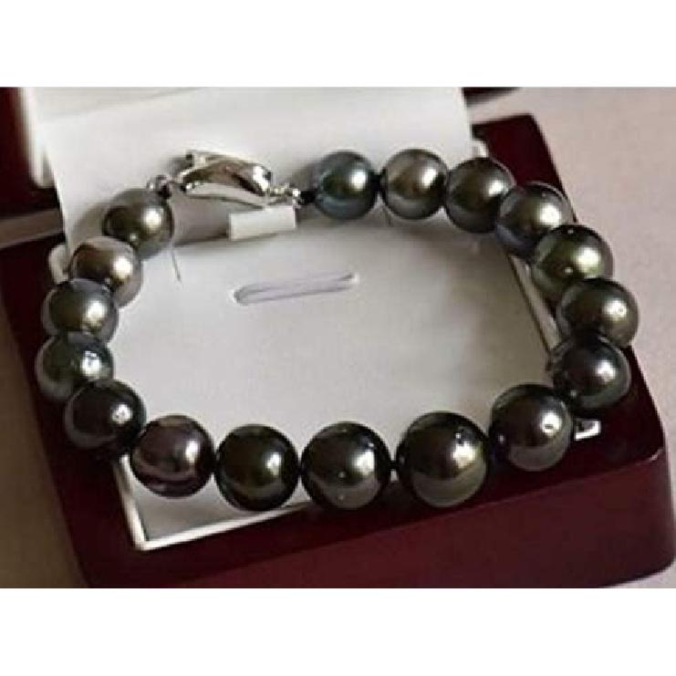 Charming 10-11mm Tahitian Black Pearl Bracelet 7.5-8"
