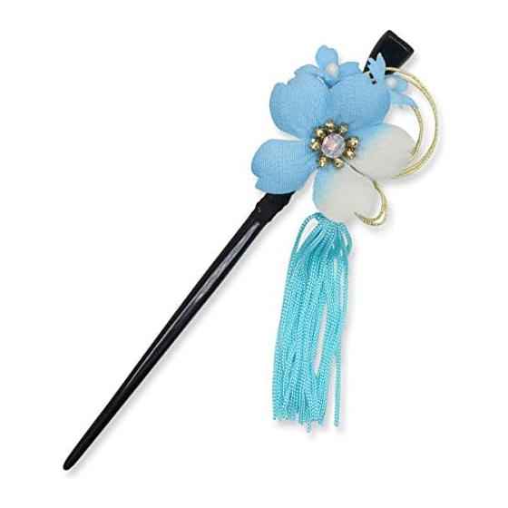 Kamakura Koge 2-Piece Japanese Hair Accessory Set - Sakura Flower Hair Clips & Kanzashi (Red & Blue)
