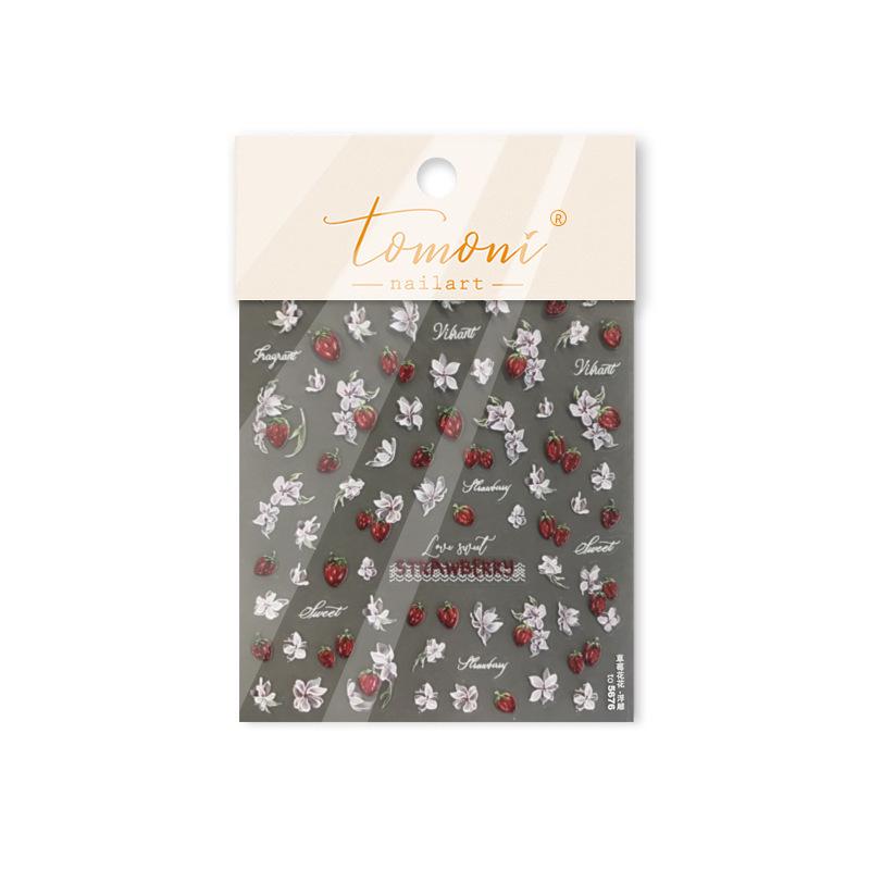 

Spring Glitter Nail Stickers: Hot Selling European & American Strawberry Flower Nail Art