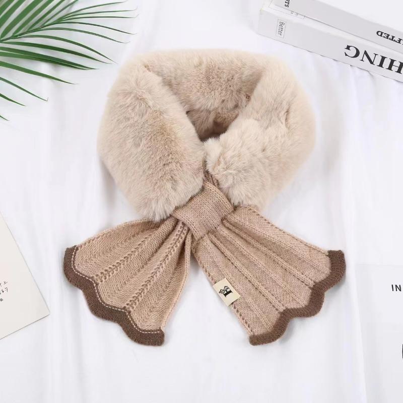 Winter New Woolen Scarve Female Lace Mermaid Warm Neck Cover Knitted Wool Collar Splicing Scarve Women's Scarve