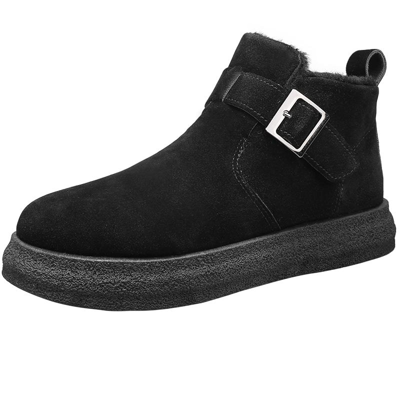 Thick Plush Platform Snow Boots Women Winter Keep Warm Fur Cotton Shoes Woman Faux Suede Slip-On Ankle Botas Padded Shoes