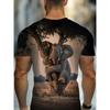 Men's 3D Elephant Print T-shirt Short Sleeved T-shirt Breathable Polyester Round Neck Casual Streetwear Top