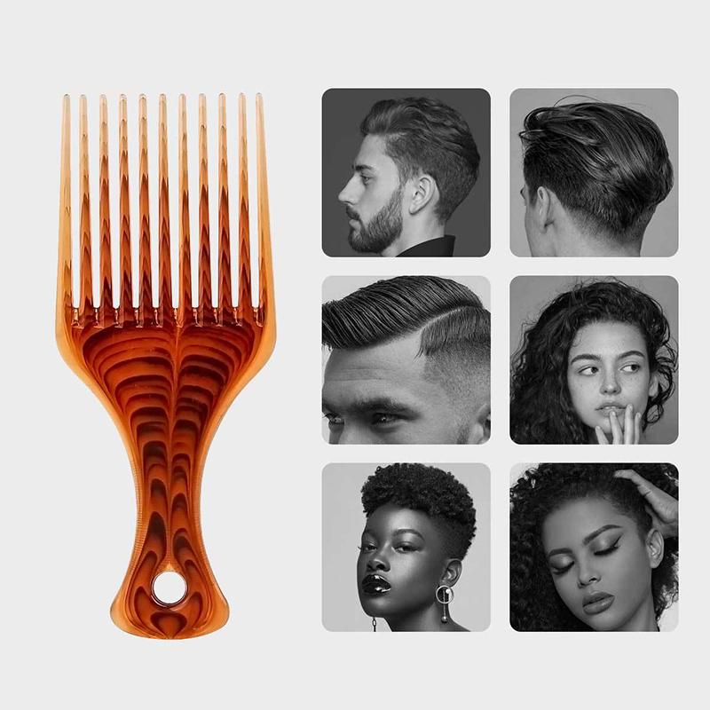 Breiter Zahnpinsel, Pick-Kamm, Gabel, Haarbürste, Einsatz, Haarpick-Kamm, Kunststoffkämme für lockiges Afro-Haar, Styling-Tools für Frauen und Männer