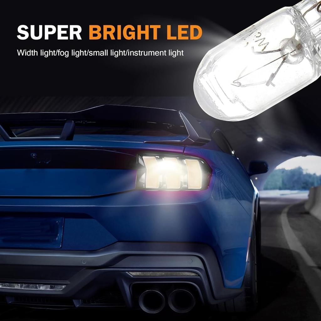 Downhill 10 PCS T10 168 192 Bulb,12V 5W Shockproof Quartz Glass Instrument Light/side Light/Taillight, Multi-function Plug and Play Turn Signal