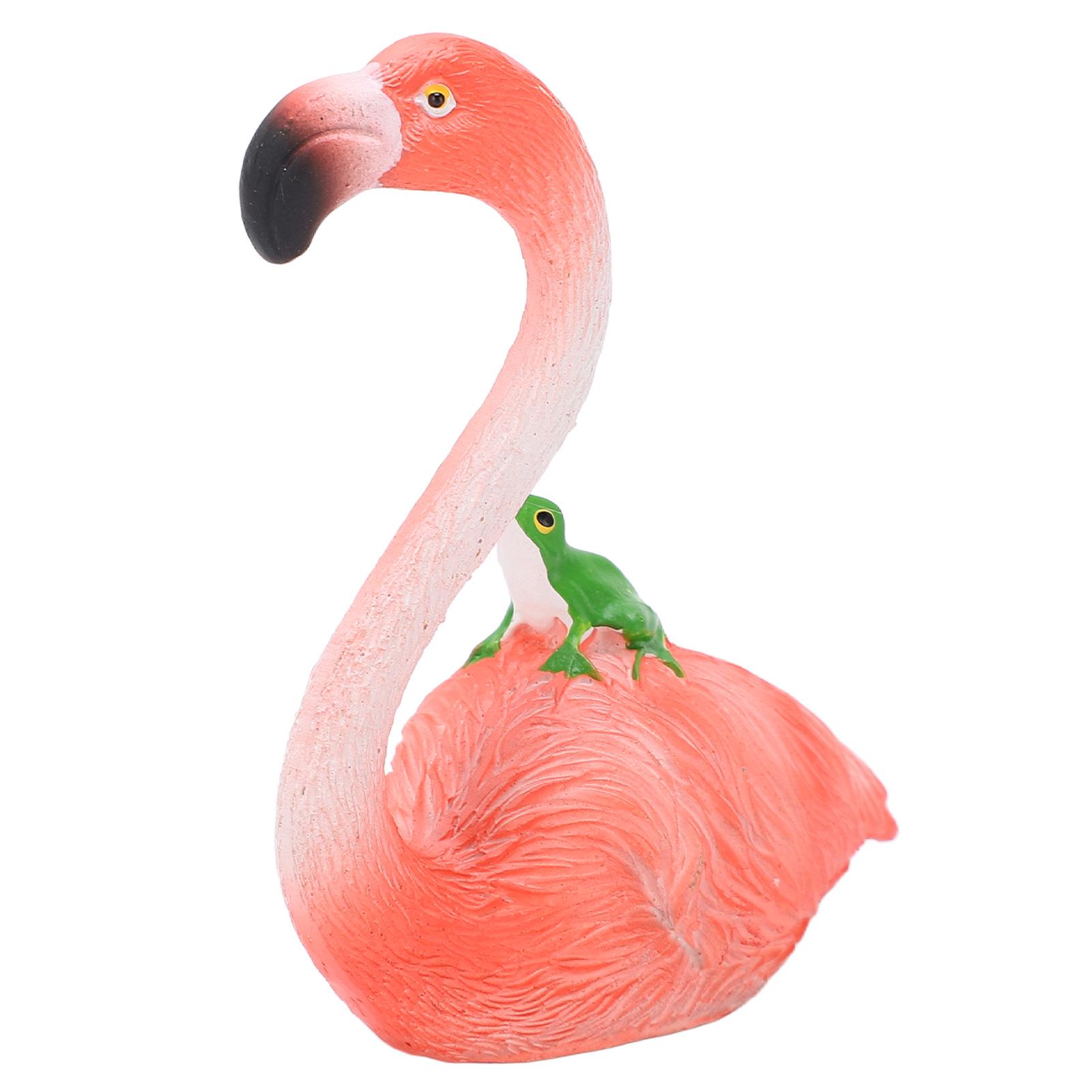 

Flamingo Statue Resin Material Tropical Style Pink Plumage Decorative Animal Ornaments for Desktop Decoration