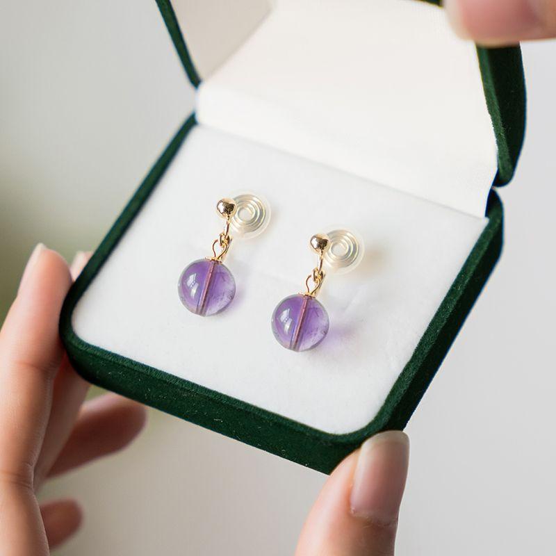 

[Небольшой дефект Большая распродажа] Серьги-клипсы в национальном стиле без прокола ушей, серьги из южного красного агата, серьги-пусеты из пчелиного воска, бирюзовый кристалл 8mm [Natural amethyst] Zitong ear clip