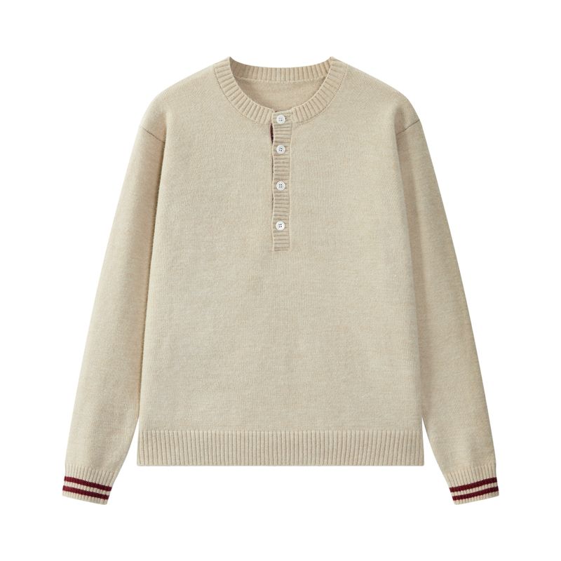 

Dream Made Old Money Style Henry Collar Striped Sweater for Men, Autumn and Winter, Casual Inner Layer Knitwear