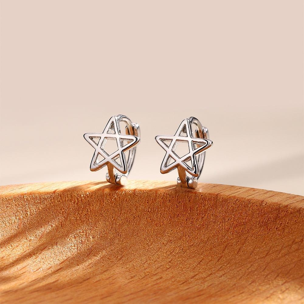 

ANENJERY Серьги-кольца с полыми звездами для женщин, летние, премиум-класса, модные, популярные, новые серьги белый