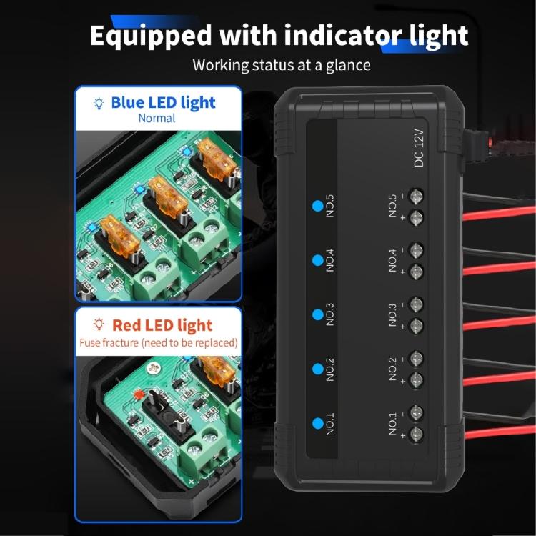 12V Fuse Box Universal 20A Automotive Block Fuse LED Indicator Light Heat Resistant Fuse Hold for Car Motorcycle