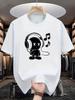 Summer Men's 100_ Cotton Casual Loose Fit Plus Size Music Themed Printed Comfortable Sports Round Neck Short Sleeved T-shirt Top