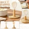Plastic Rice Scoop with Wooden Handle for Household Use Kitchen Rice Serving Spoon Durable Heat Resistant Non-Stick Rice Paddle