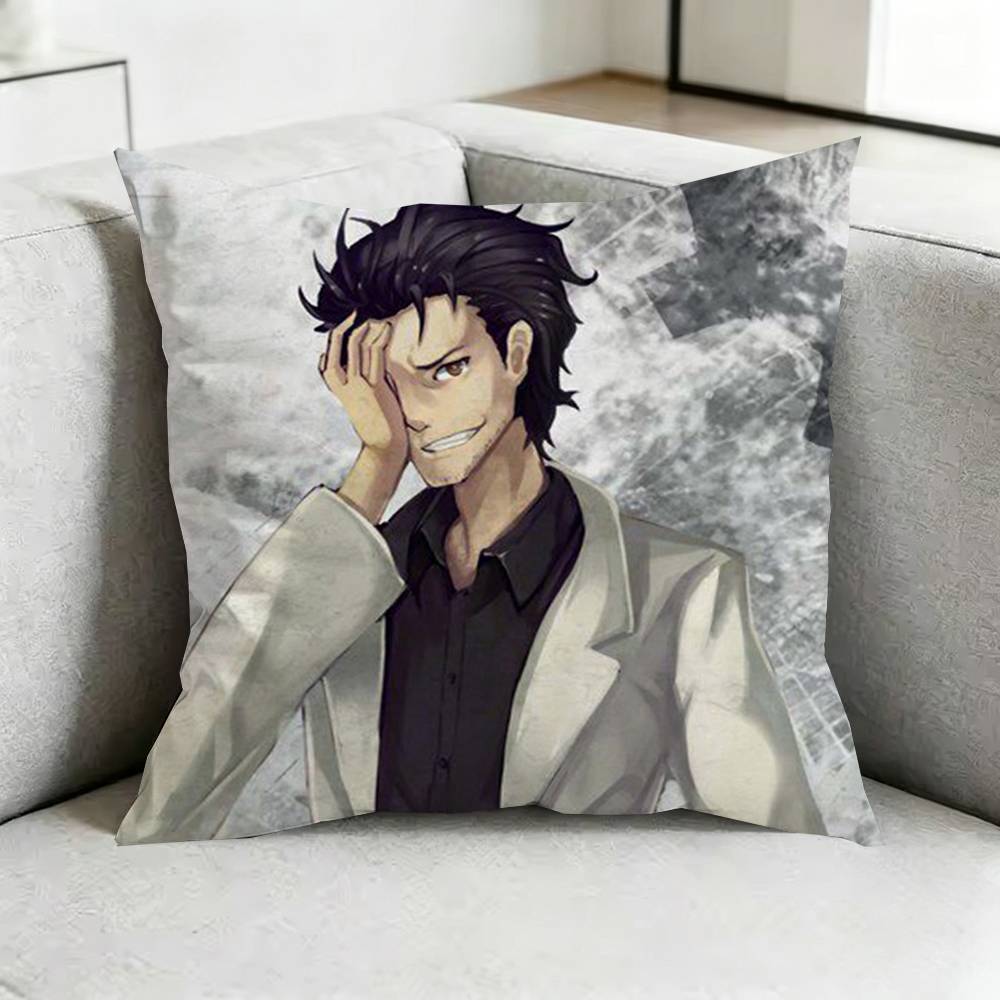 Steins GGate Anime Pillow Case Square DoubleSided Sofa Cushion Cover Bedroom Bedside Pillow Gift