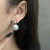 Korea Fashion Geometry Perfectly Round Grey Imitation Pearl Piercing Stud Earrings for Women Creative Temperament Jewelry Gifts